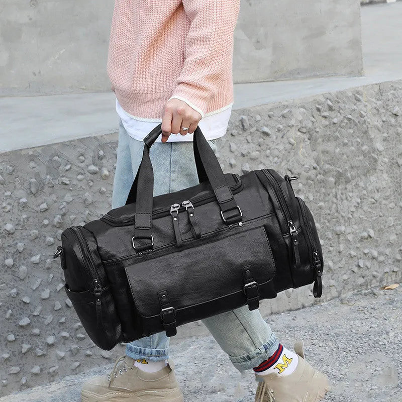Black waterproof travel shoe bag with separate shoe compartment