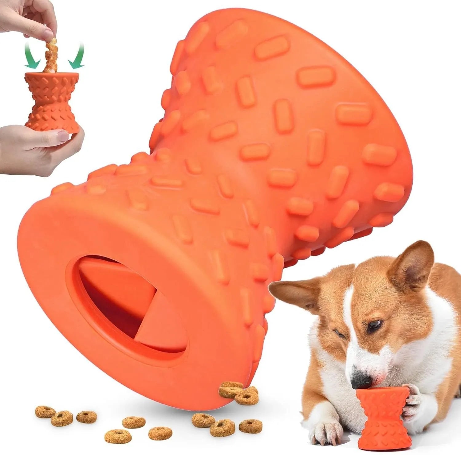 Natural rubber treat dispensing bone toy for dogs in blue, green or purple colours
