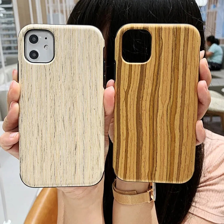 Wood phone case for iPhone showing natural wood grain in rosewood colour