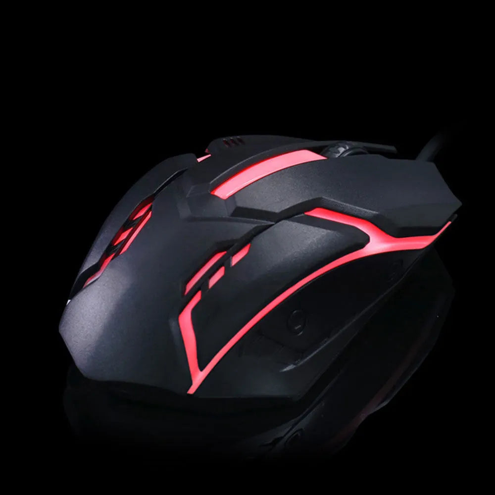 Wired computer mouse with luminous glow effect in black or white colour with USB cable
