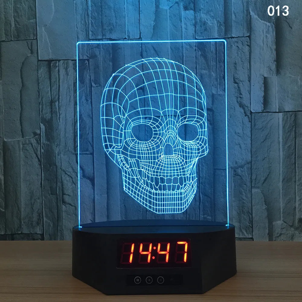 Glowing blue dolphin 3D LED table lamp with remote control on a wooden surface.