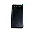 Black ultra-thin portable power bank with 10000mAh capacity, showing compact size.