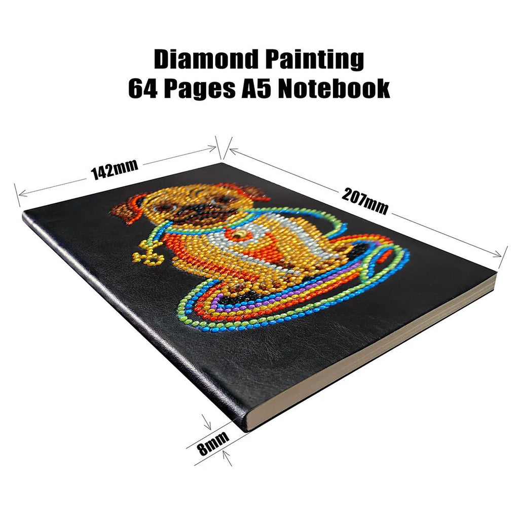 Black A5 hardcover diamond painting notebook with 50 blank pages for DIY craft projects
