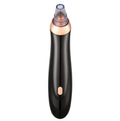Black electric blackhead remover device with vacuum suction function and different coloured nozzles.