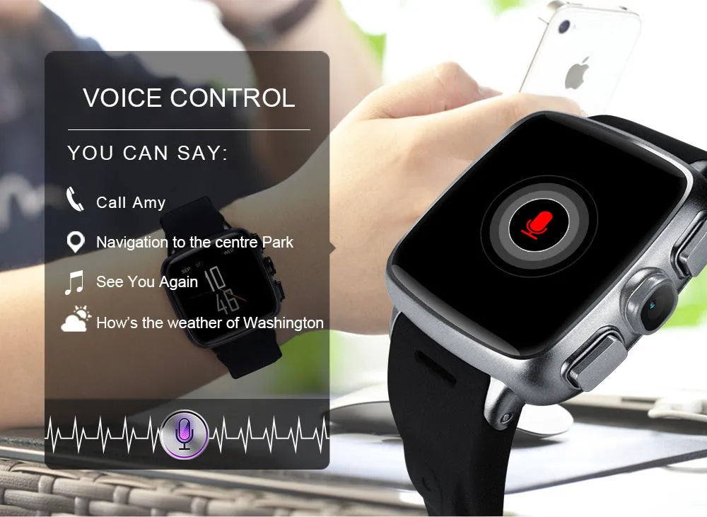 Black or white Z01 smart watch with 1.54-inch touchscreen on a wrist.