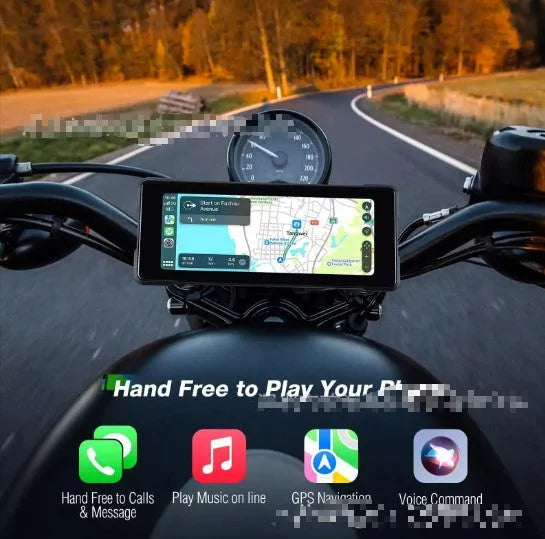 6.86-inch motorcycle CarPlay recorder with IP68 waterproof shell and dual 1080P cameras