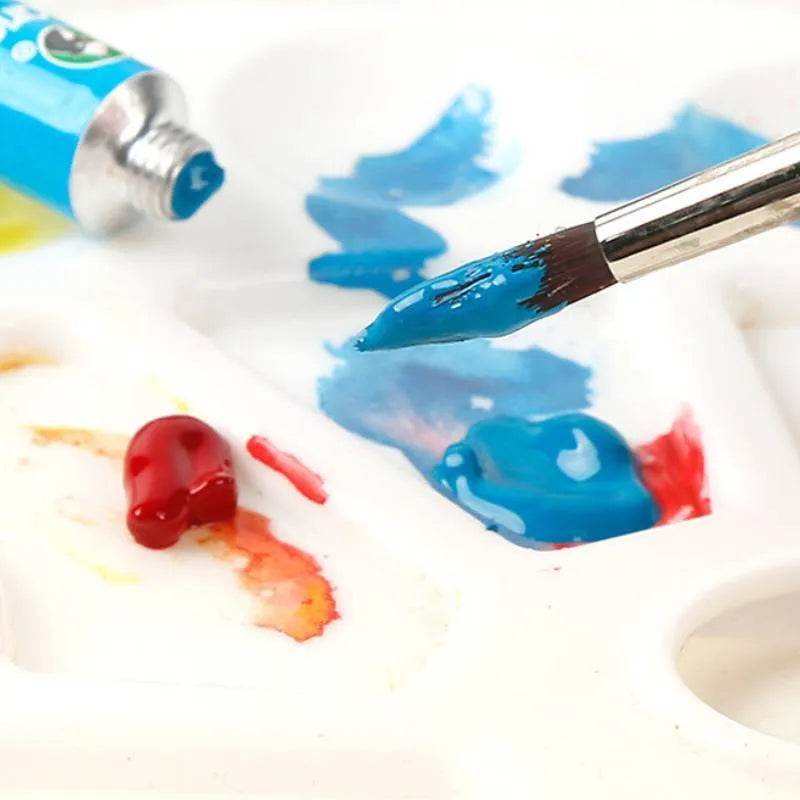 Gouache paint sets showing 12, 18 and 24 colour options with individual paint tubes
