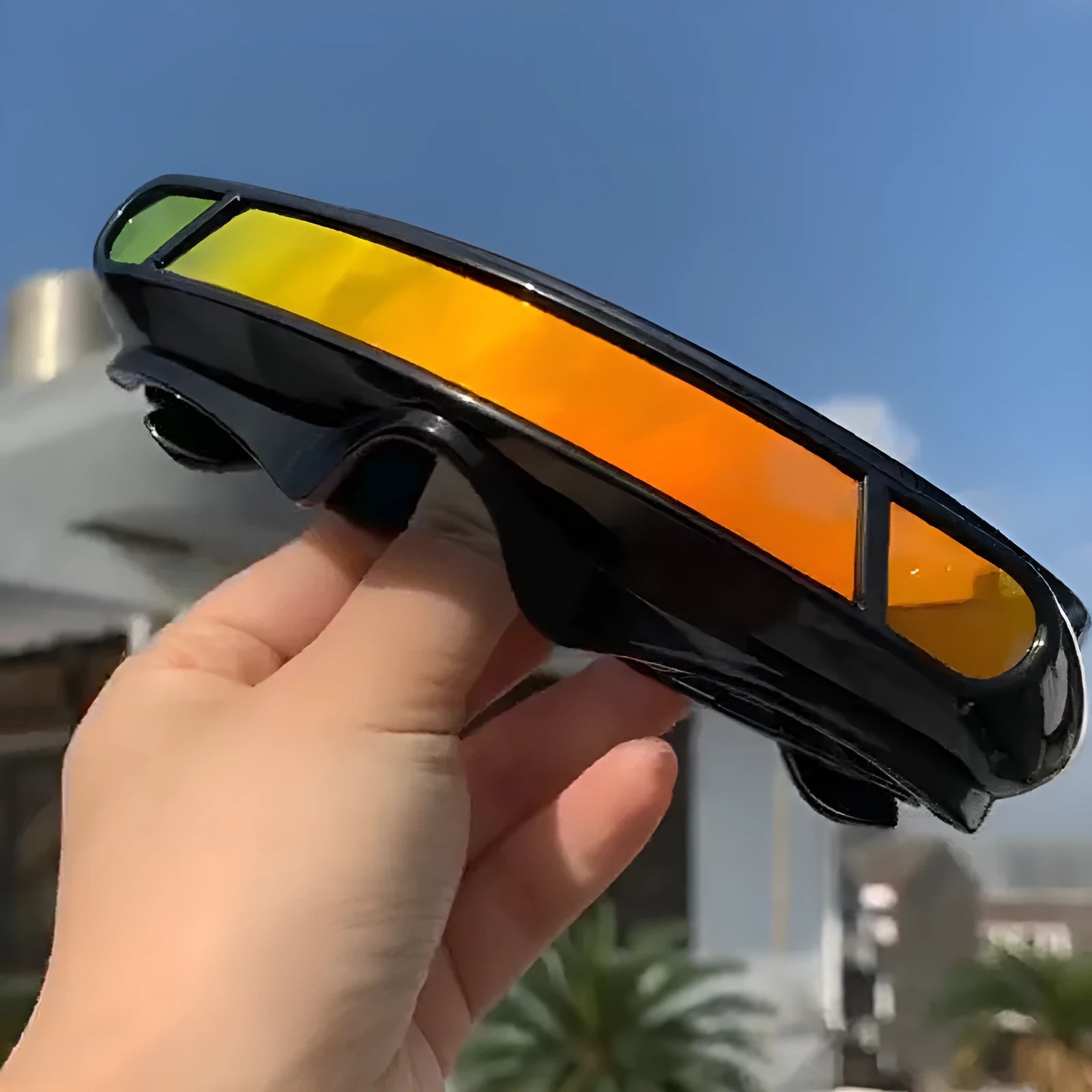 PC polarised sports sunglasses with full rim frame in three colour options: blue mercury, grey sheet, and red mercury