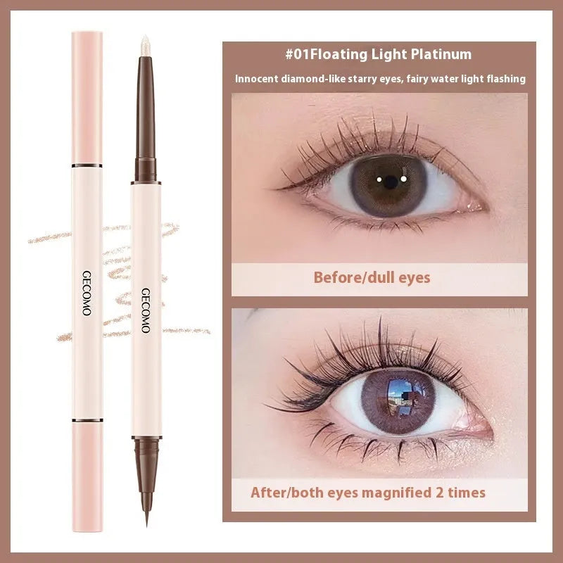 Stereoscopic Star Eyes Double Headed Silkworm Pen liquid eyeliner in pearlescent finish.
