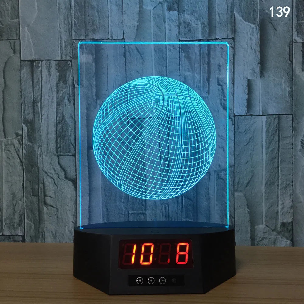 Glowing blue dolphin 3D LED table lamp with remote control on a wooden surface.
