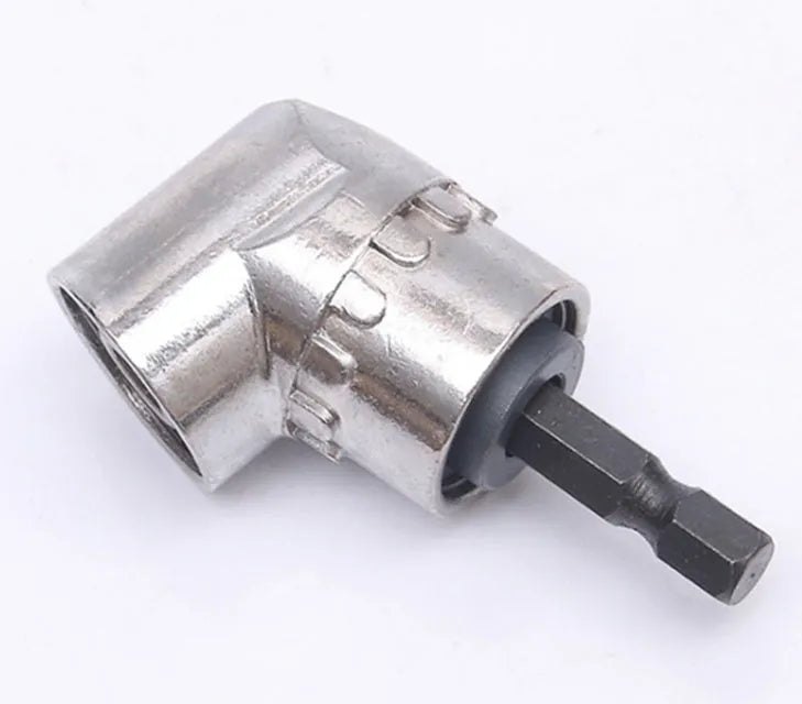 Universal flexible shaft extension tool with a 105-degree angled magnetic head for electric drills and wrenches.