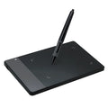 HUION 420 black electronic drawing board with USB connection, 4x2.23 inch work area, and 176 x 115 x 7.5mm body.