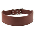 Fish-shaped leather dog collar for large dogs, 5cm wide, in red blue black pink or brown, sizes L to 3XL