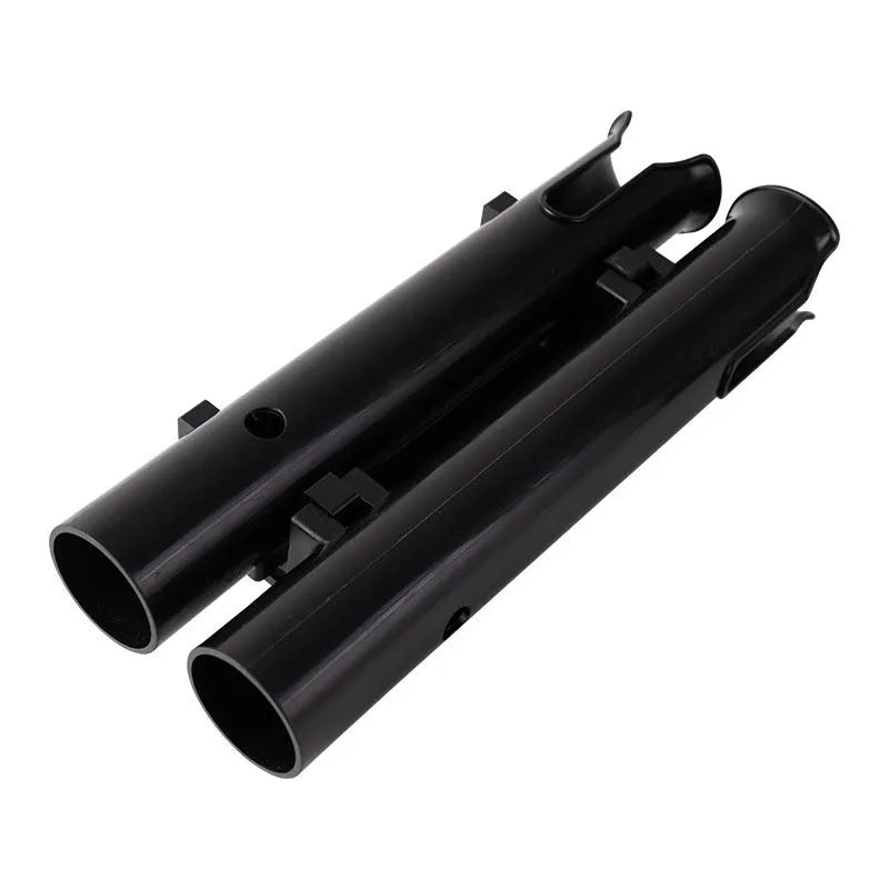 Carbon and plastic fishing rod rack with clamp mount for motorcycle or bicycle