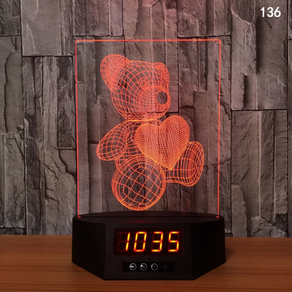 Glowing blue dolphin 3D LED table lamp with remote control on a wooden surface.