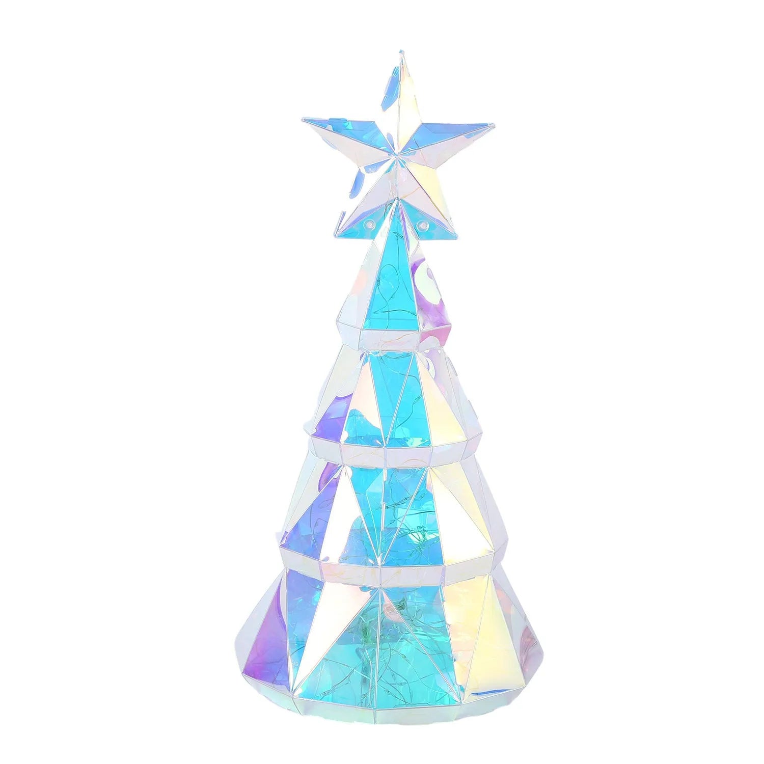 Colourful cartoon-style PET plastic Christmas tree light decoration measuring 20cm tall