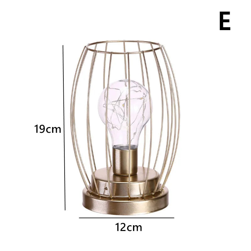 Iron geometric light bulb candle pendulum ornament with electroplated metallic finish