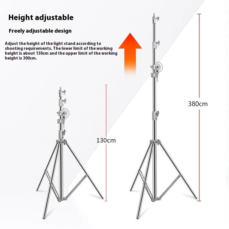 Stainless steel cross arm ceiling lamp rack with adjustable height silver lighting rig
