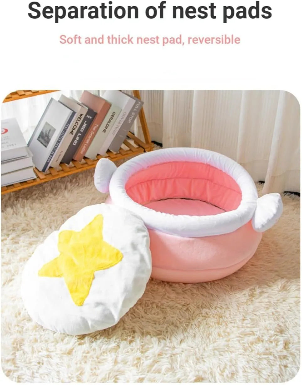 Honey pot magic shape cat sofa bed with removable pad in pink colour