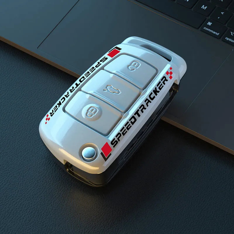Carbon fibre style car key cover with mirror surface in feilin material