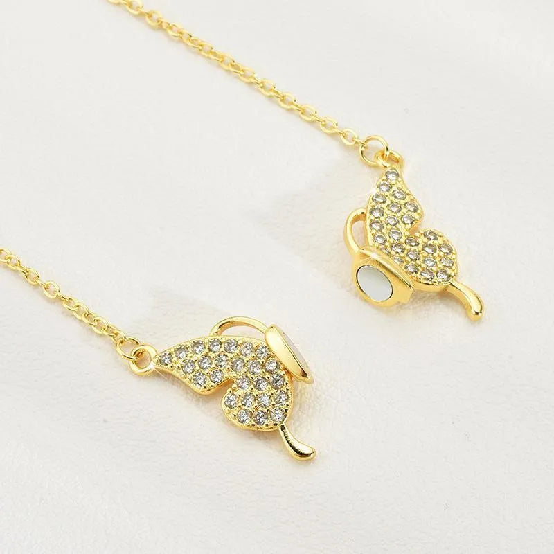Women's titanium steel clavicle chain necklace with magnetic butterfly clasp in gold or silver colour