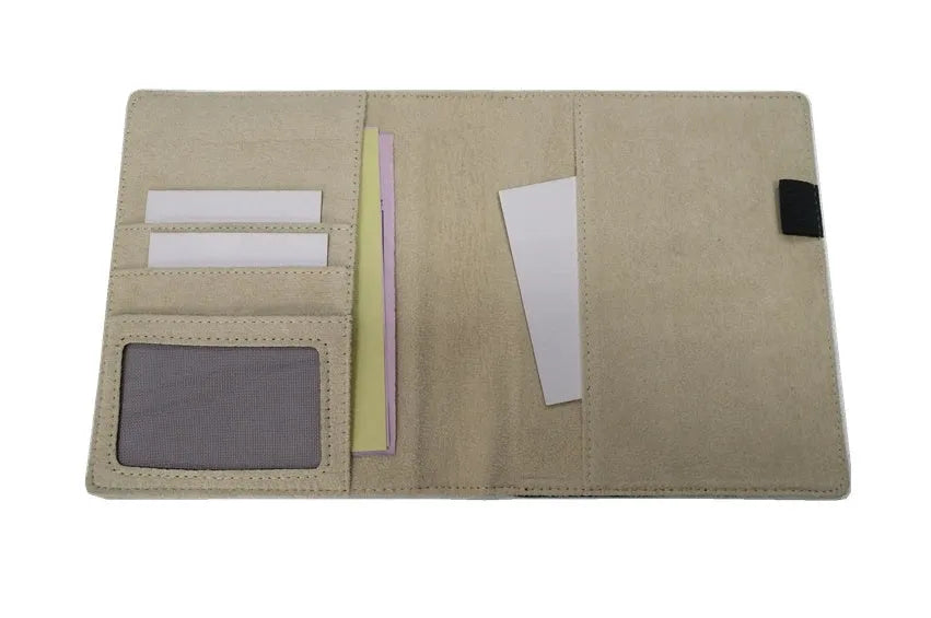 Blue imitation leather PU notebook shell measuring 18.5 by 15.5 centimetres with a PP bag.