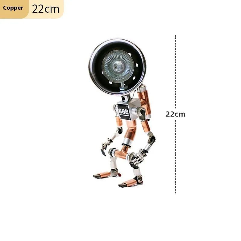 Silver copper robot atmosphere light body available in 22cm and 29cm sizes for study decor