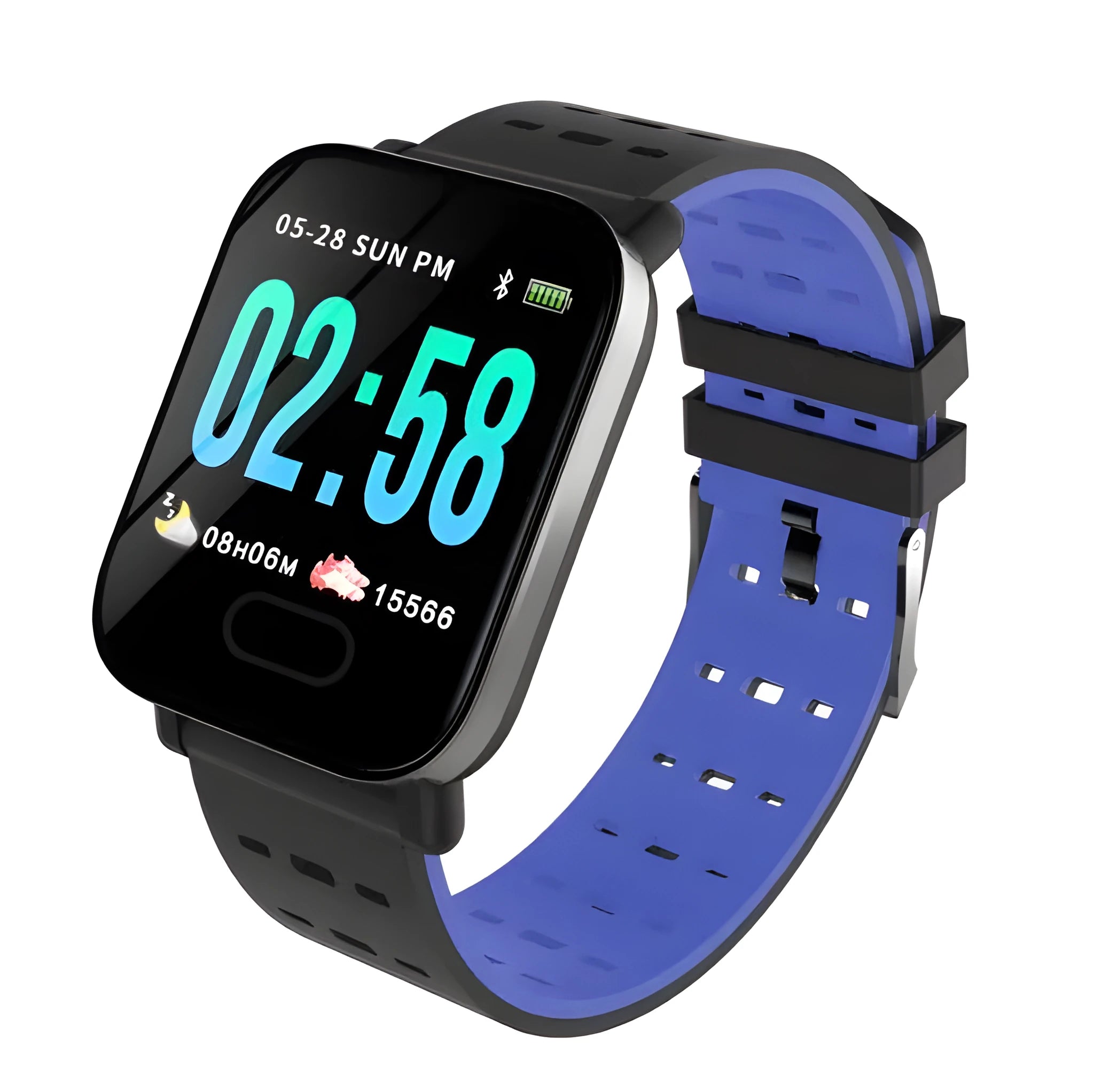 A6 colour screen smart bracelet with silicone strap showing display interface
