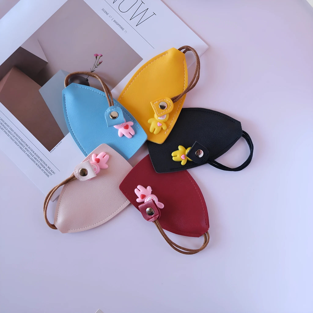 PU leather car key organiser case in five colours with a keychain loop
