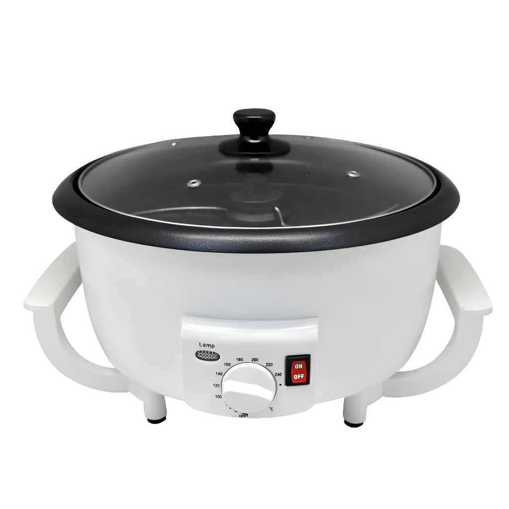 White coffee bean roasting machine with 750g capacity and UK plug