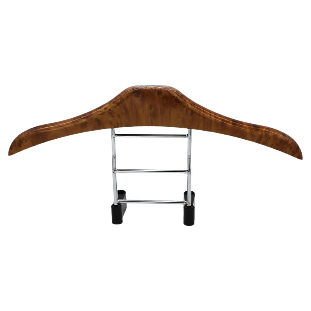 Wood yellow stainless steel car clothes hanger measuring 46.5cm for suits and coats