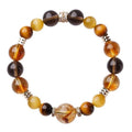 Lucky Jinba Tiger-eye crystal bracelet with yellow stone and geometric tower design