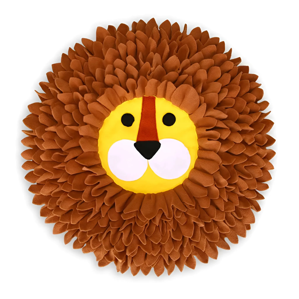 Brown fleece dog snuffle mat with removable compartments for hiding food