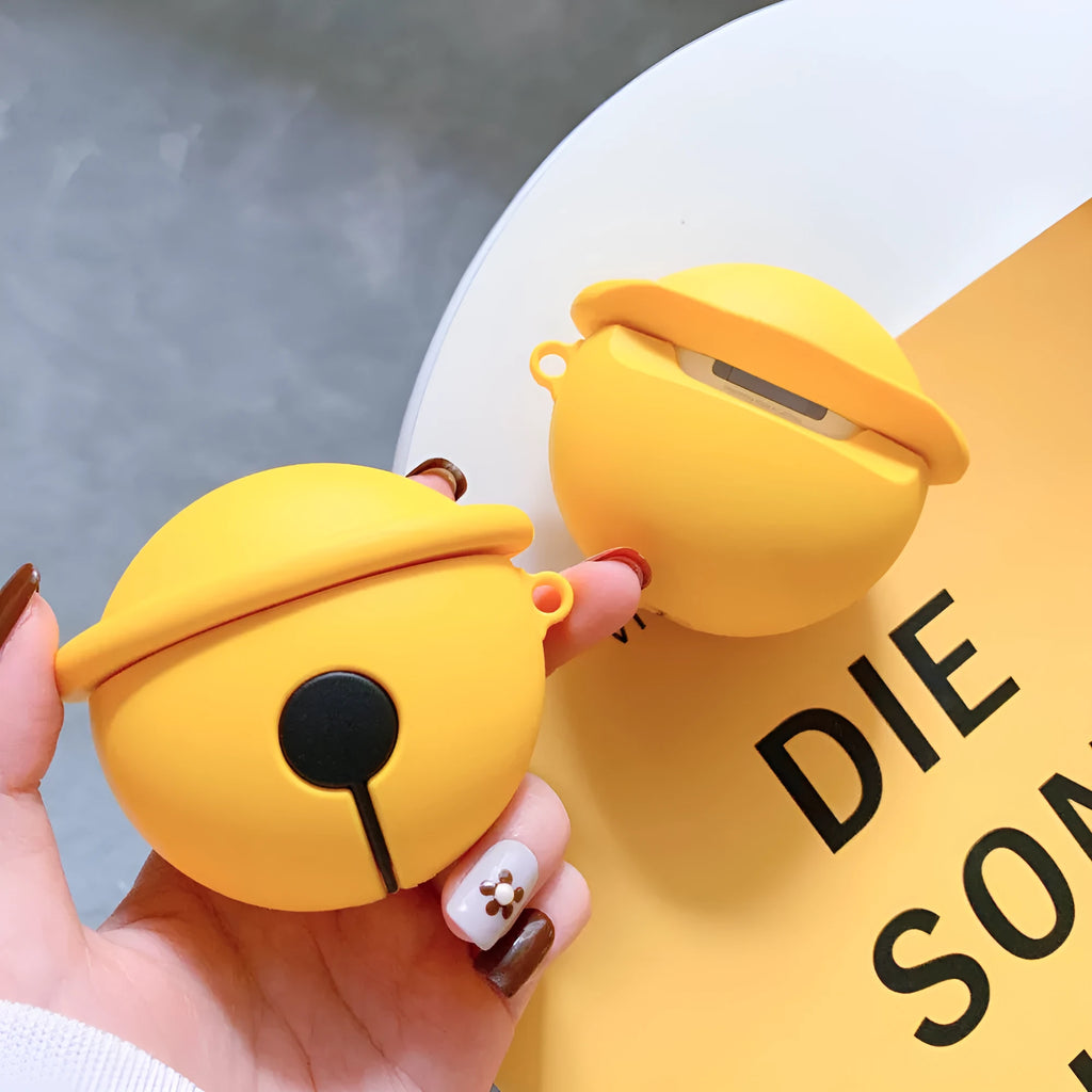 Yellow silicone bell-shaped protective case for Apple AirPods 1st and 2nd generation