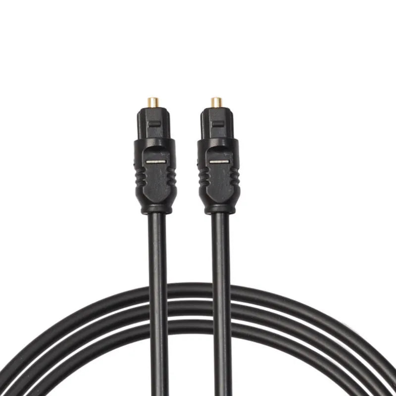 Black Toslink digital optical audio cable with square mouth 4mm connectors, 2 metre length