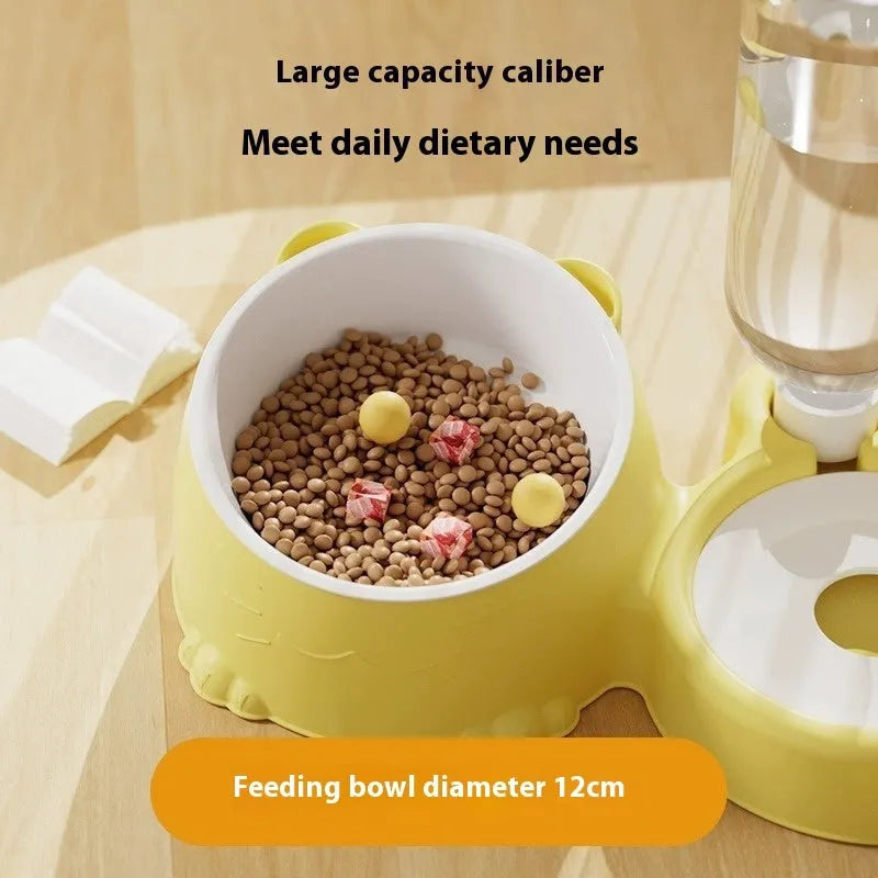 Double bowl automatic pet water fountain with stainless steel ceramic design in haze blue colour