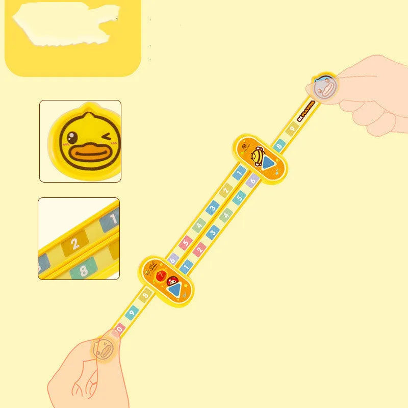 Yellow plastic cartoon digital resolution ruler for children, 24.5cm long.