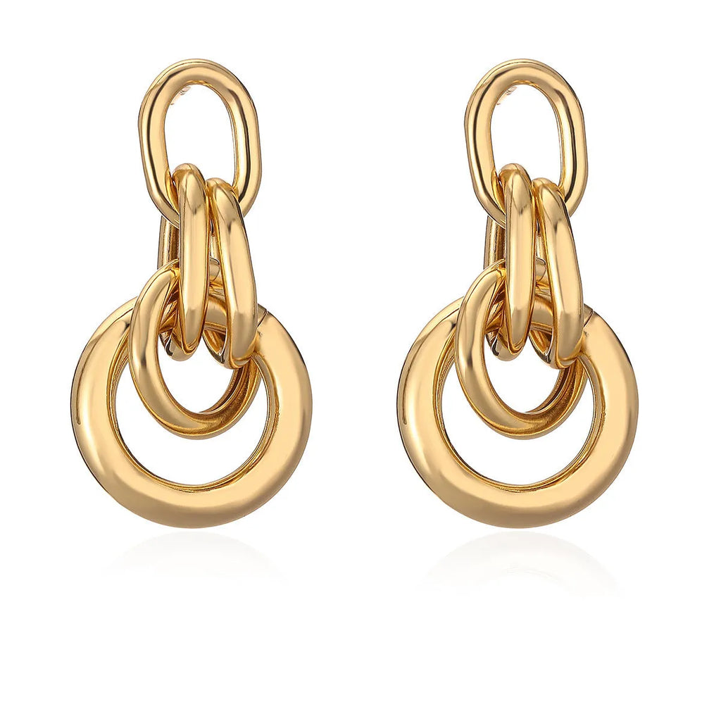 Gold geometric earrings with irregular shape and 20mm drop length for women