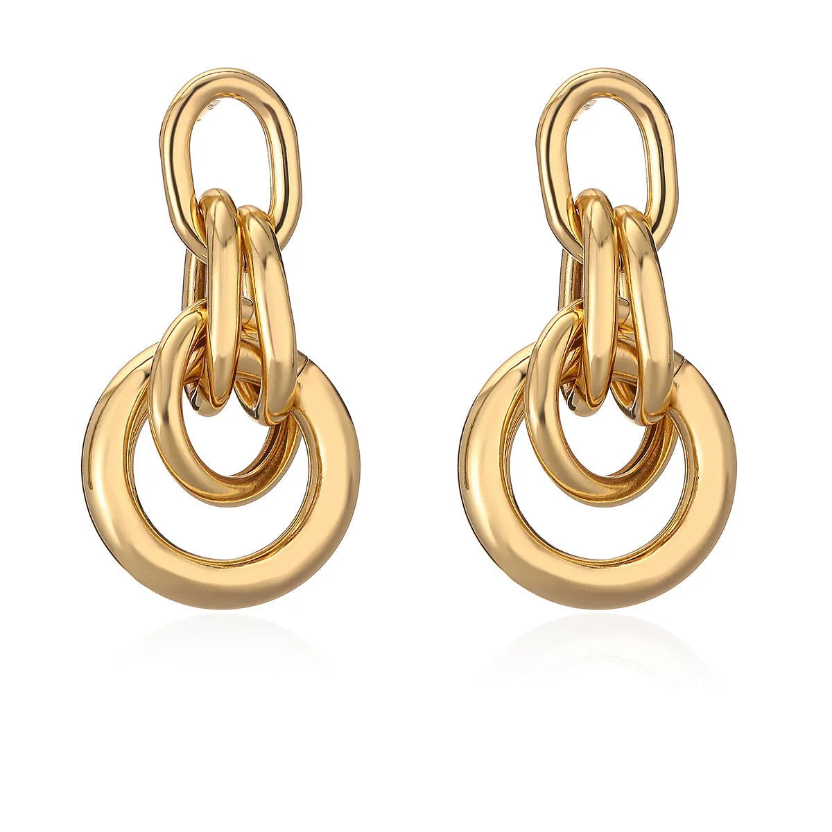 Gold geometric earrings with irregular shape and 20mm drop length for women
