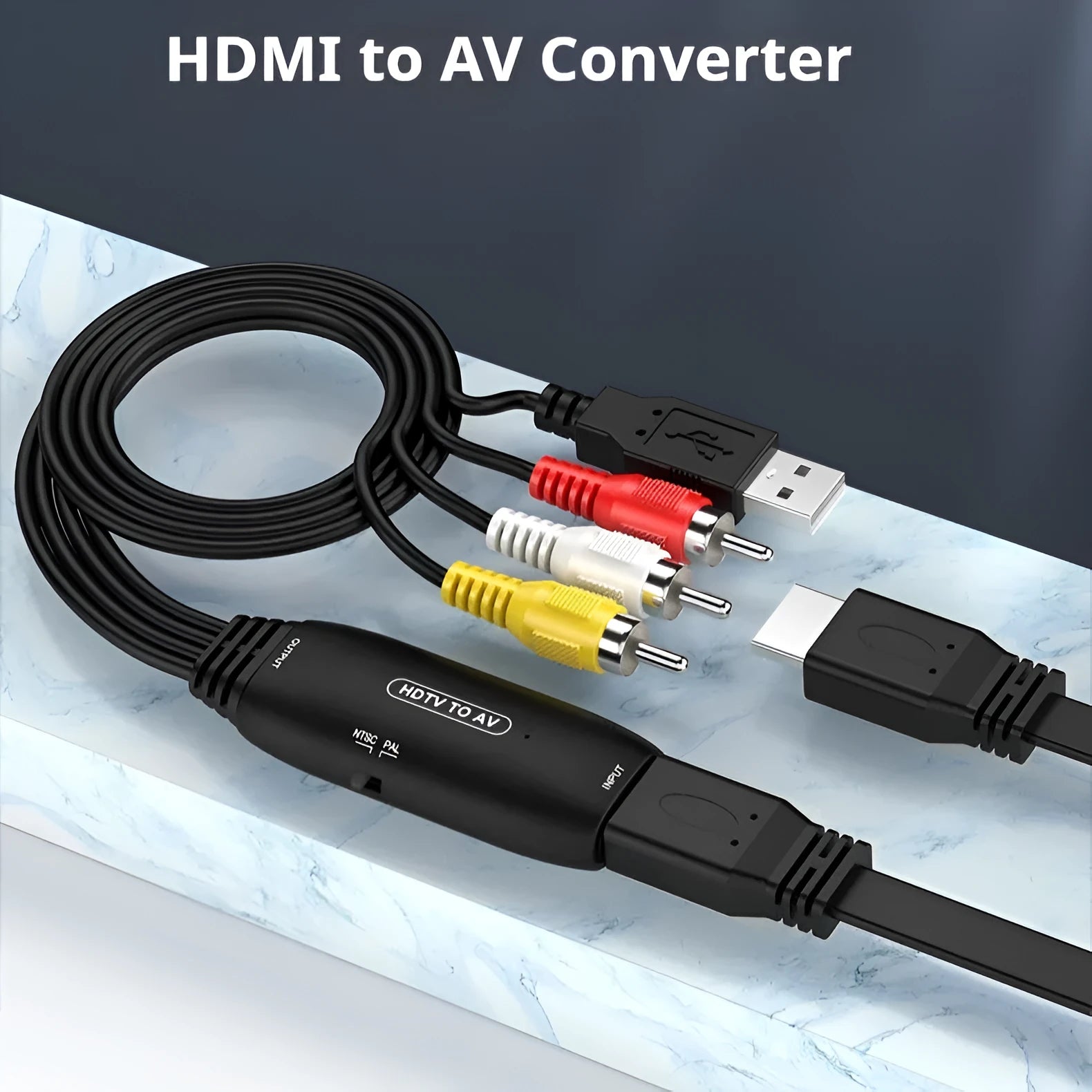 HDMI to AV converter cable with 110cm length for video signal conversion