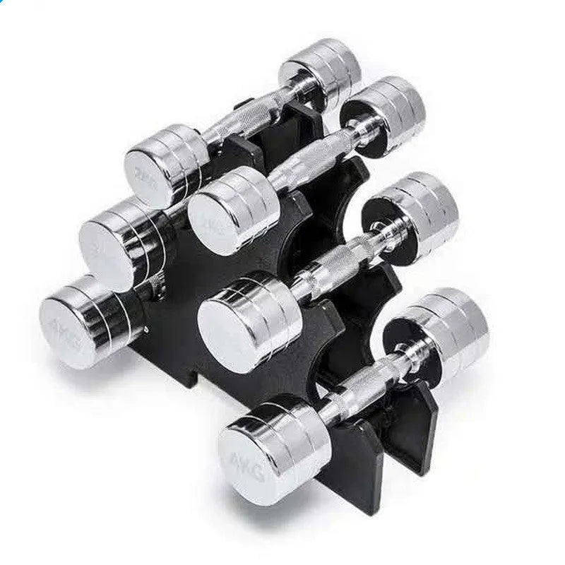 Silver pure steel dumbbell with ergonomic handle for strength training