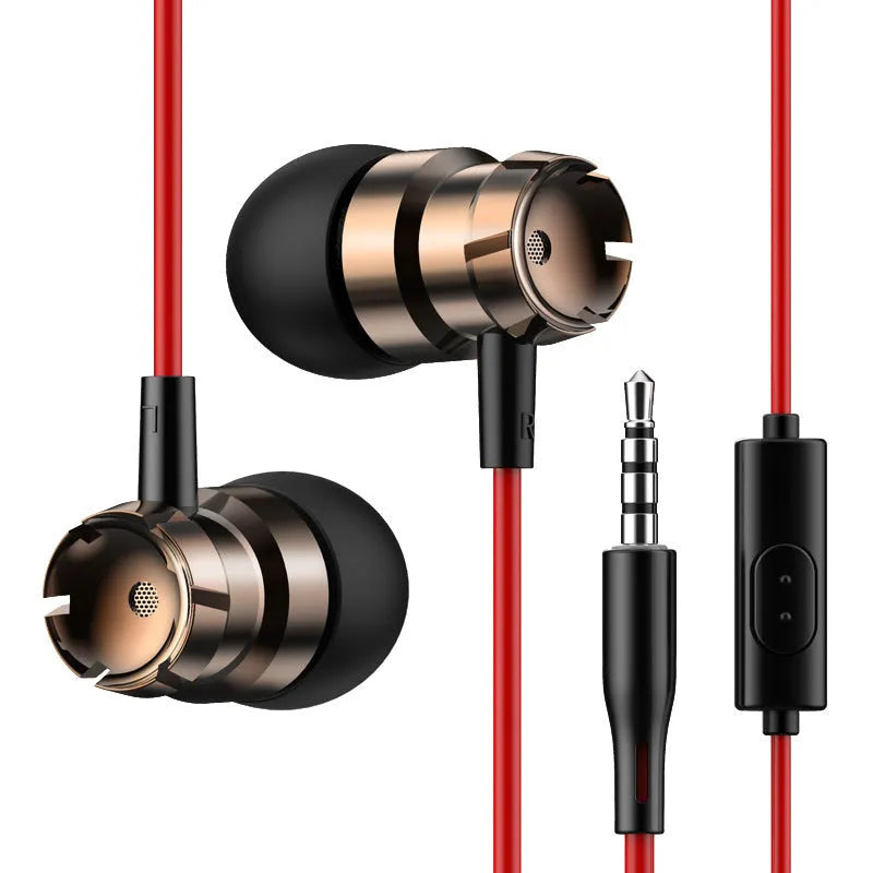 Metal turbo in-ear headphones with 3.5mm plug in black, black red, gold, pink and silver colour options