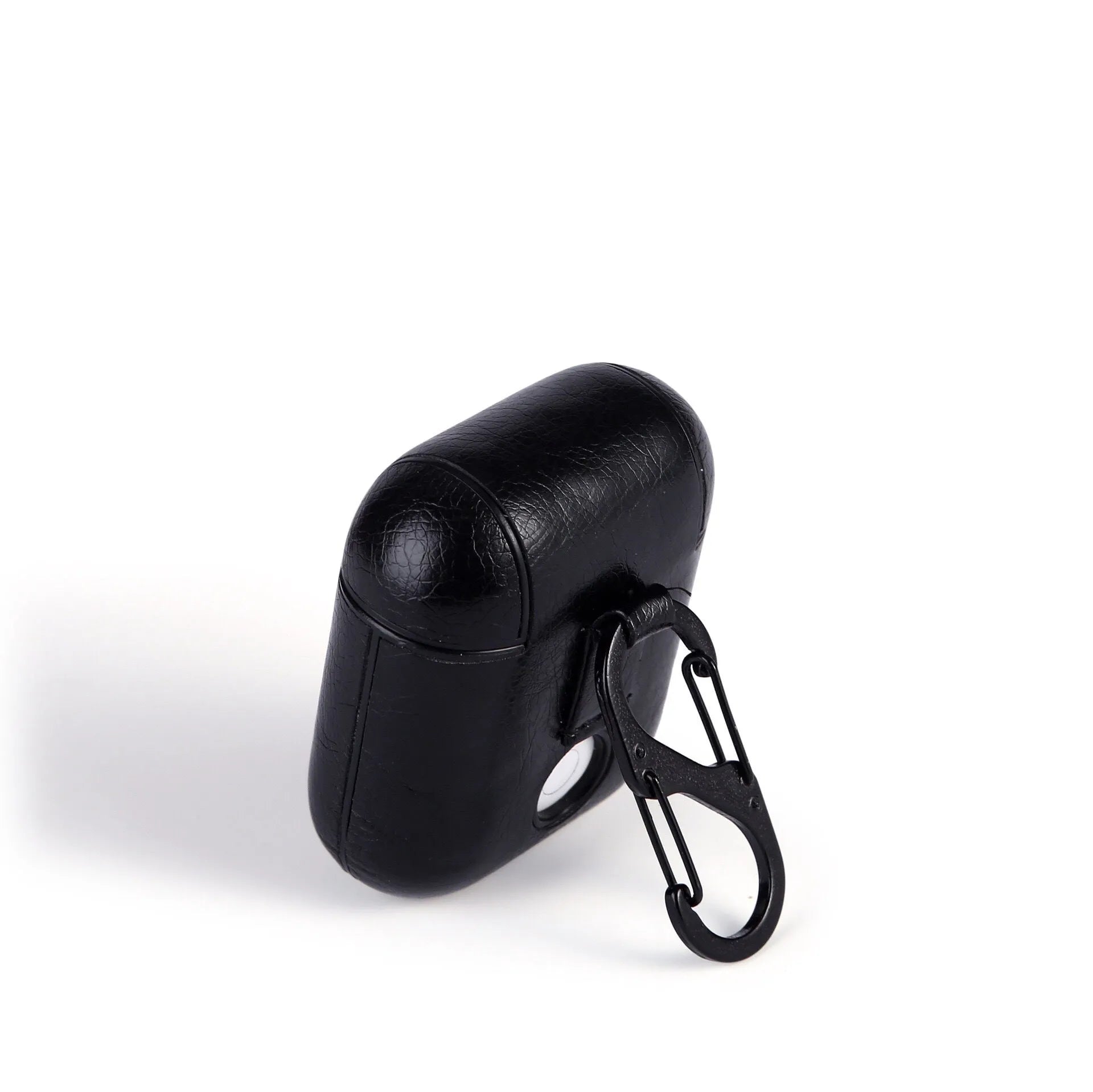 Genuine leather protective case sleeve for Apple Airpods charging case in black, brown, light brown, and red.