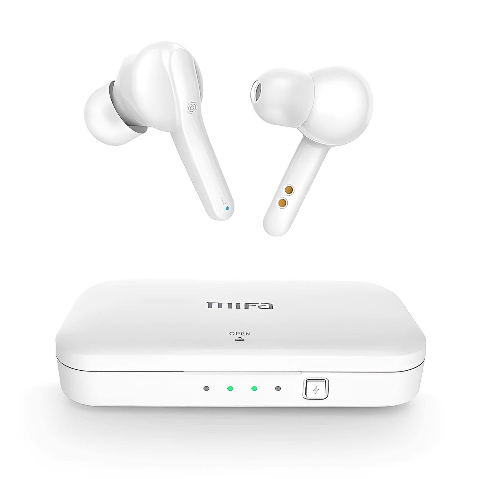 Black and white true wireless stereo earbuds with Bluetooth 5.0 technology