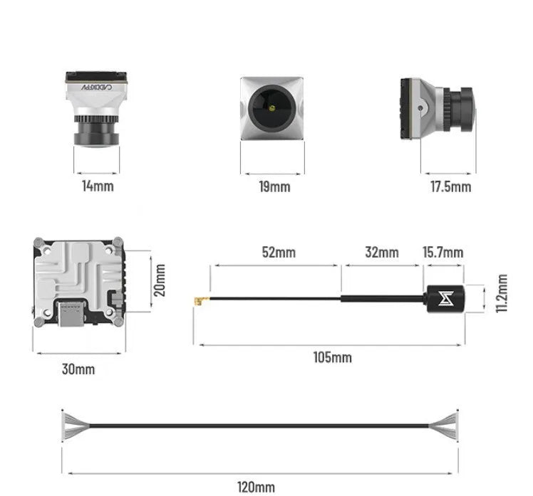 Silver Caddx ADAPTS DJI FPV digital image transmission unit with Polar Vista kit and cables