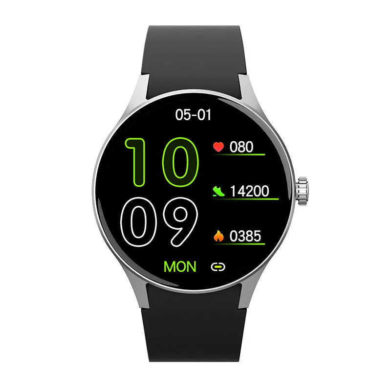 46mm smart watch with blood glucose monitoring on wrist showing AMOLED screen display