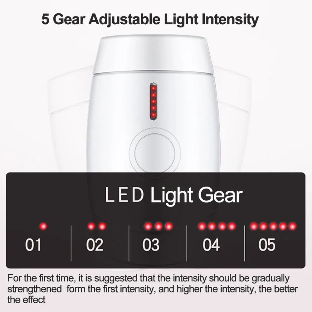 White home laser hair removal instrument with 5 energy gears and 800000 flashes capacity