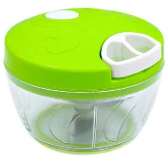 Green manual food chopper with three stainless steel blades and 500ml capacity