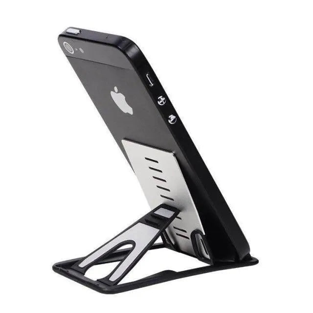 Black card phone holder, lazy bracket desk stand, 8.5cm by 5cm, universal phone fit