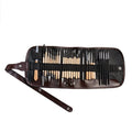 Brown 27-piece pottery clay tool set with stainless steel blades and wooden handles for sculpting